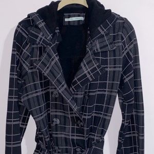 Maurices Hooded Plaid Sweatshirt Jacket XL